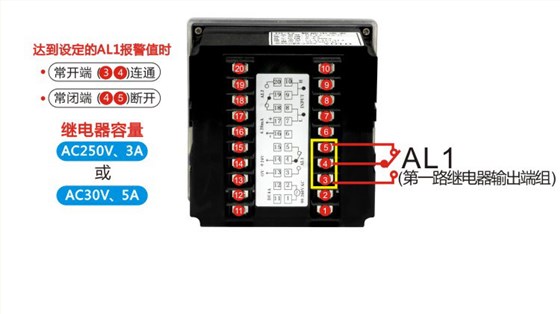 DU4A系列電流電壓表AL1繼電器輸出端子 DU4A系列電流電壓表AL1繼電器輸出端子