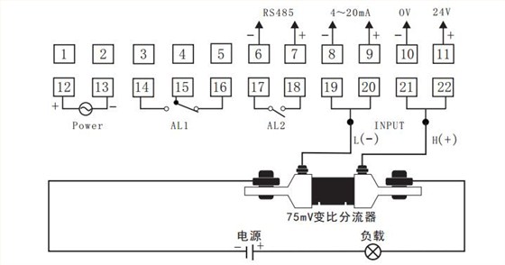 DU4配75mV分流器接線圖 DU4配75mV分流器接線圖
