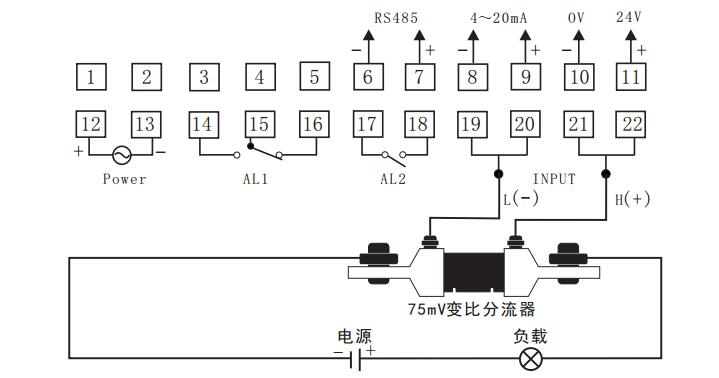 DU4配75mV分流器接線圖 DU4配75mV分流器接線圖